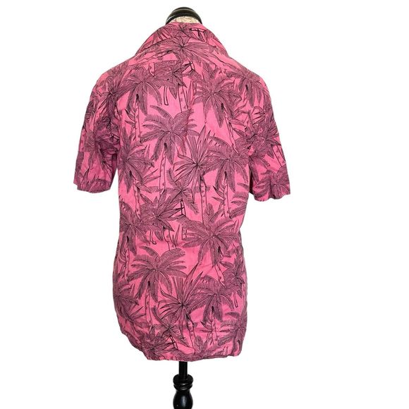 L.o.g.g. Womens Button down Shirt Size XS Pink Palms Print Hawaiian Tropical - Picture 3 of 12
